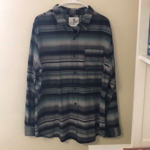 Large blue and gray tall button down.